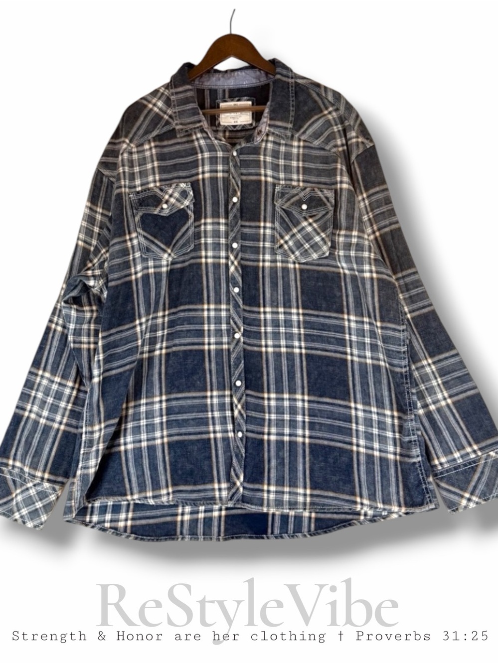 BKE Men’s Size 4XL Shirt Plaid Athletic Fit Button Down Snap Close Long Sleeve